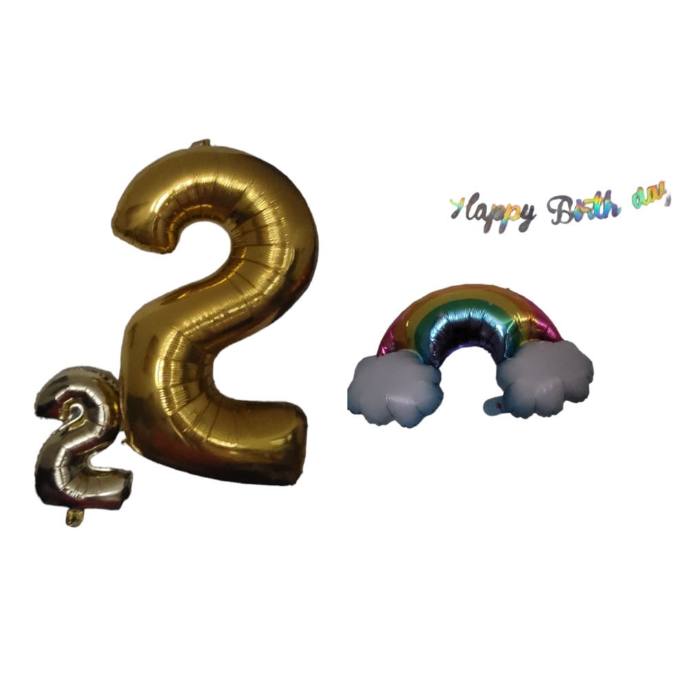 16” 40" Large Foil Balloon Celebration Party 2 Years Birthday Rainbow 4 PCs